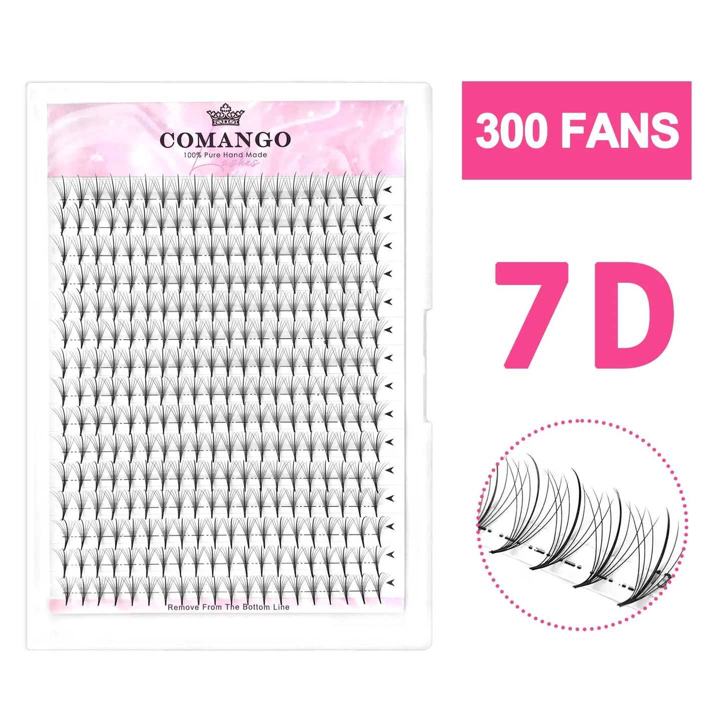 CoMango 7D Wispy Premade Fans Eyelash Extension C/D Curl Pointy Base Premade Hybrid Fan Lashes Faux Mink Wispy Fans Wholesales