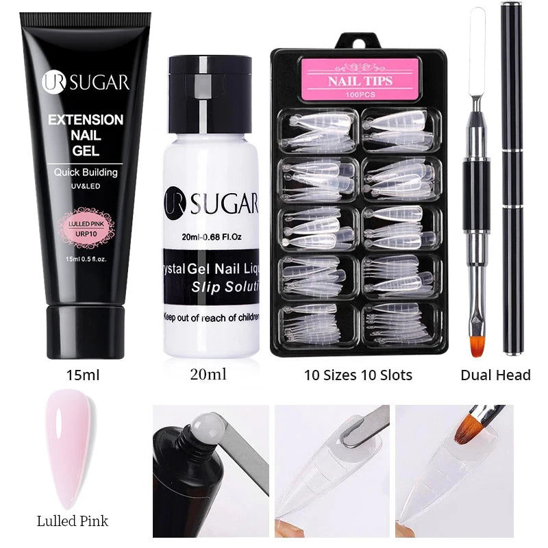 UR SUGAR 15ml 4/6PCS Nail Extension Gel Kit Quick Building Hard Gel Acrylic Crystal Nude Gel Nail Polish UV Construction Gel Set
