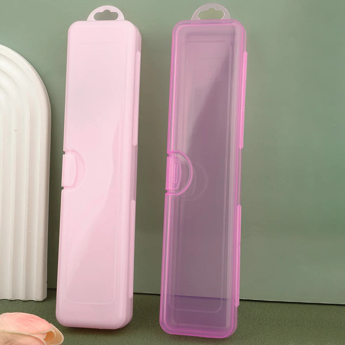 Portable Makeup Brush Storage Box  Eyebrow Pencil Tableware Chopsticks Transparent With Cover Organizer Case Beauty Tool