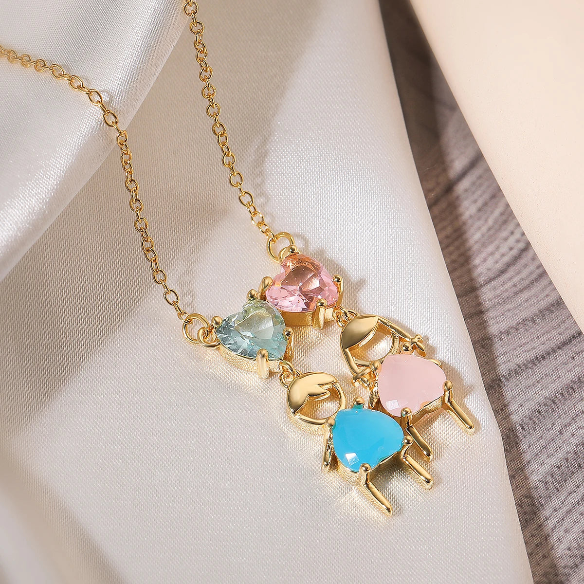 INS Design Girl/Boy Pendant Necklace For Women Girls,Stainless Steel Chain Cubic Zirconia Accessories Party Daily Jewelry