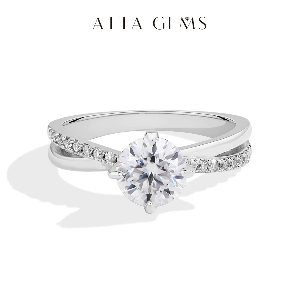ATTAGEMS Classic Moissanite Wedding Ring Four Claws Original s925 Sterling Silver Jewelry for Women Engagement Band High Quality