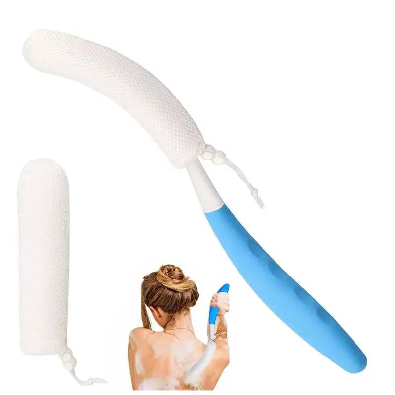 [TG813]1 Pcs Bath Soft Back Scrubber Brush Bath Shower Scrubbing Mesh Brush With Handle Exfoliating Scrub Massager Bath Supplies