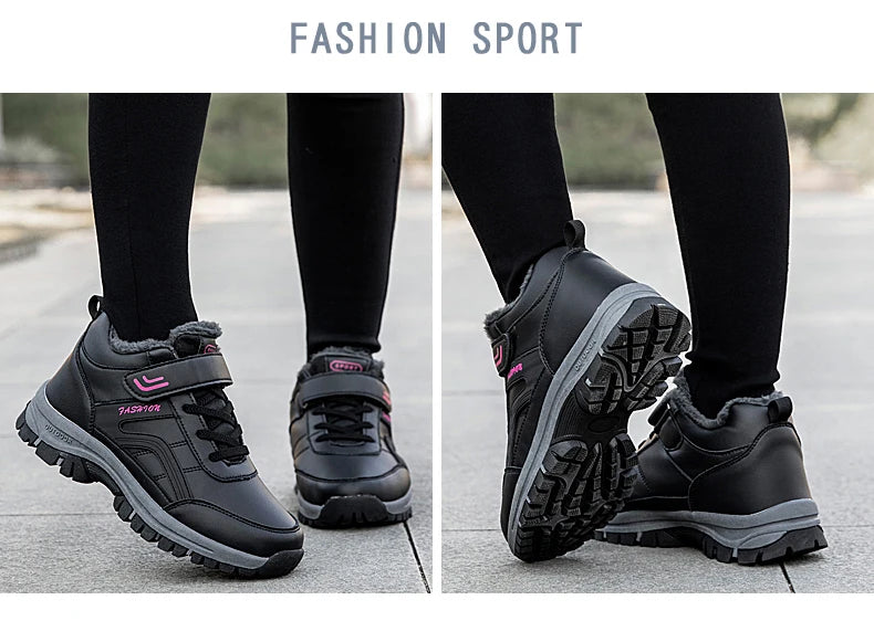 Winter Men's Snow Boots Women Slip On Winter Shoes Waterproof Comfortable Ankle Boots Sneakers Plush Hiking Walking Couple Shoes