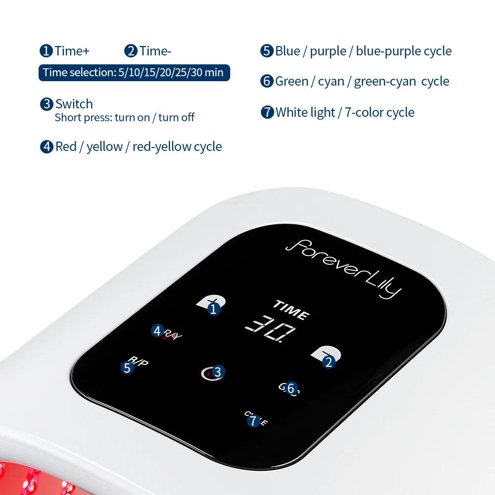 Foreverlily 7 Colors PDT LED Photodynamic Therapy Beauty Device 112PCS LEDs Facial Body Mask Anti Acne Tighten Skin Rejuvenation