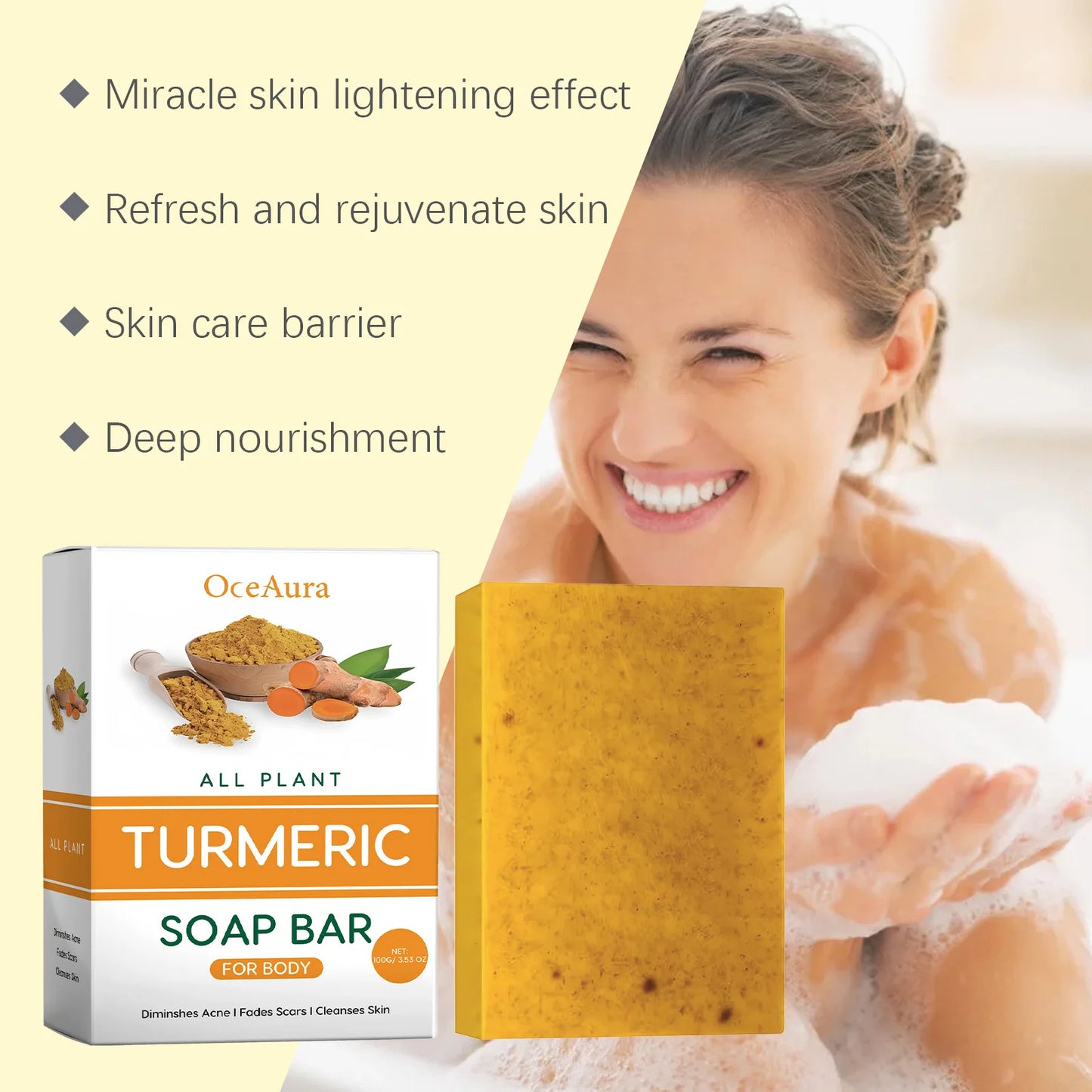 Skin Lightening Soap For Face Body Cleansing Gentle Exfoliator Shrink Pores Fade Dark Skin Brightening Turmeric Kojic Acid Soap