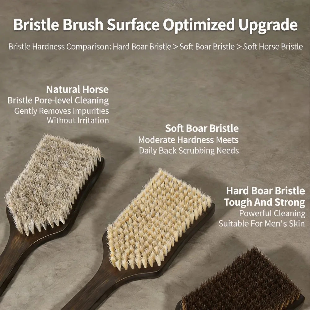 Extra Long Body Hard Brush with Wooden Handle for Bathing, Soft Bath Brush for Scrubbing Mud, Drying Brush for Scrubbing Back