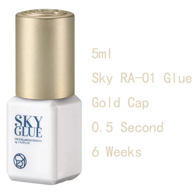 1 Bottle SKY S+ Glue for Eyelash Extensions 5ml Korea SKY Red Blue Black Cap Cola 0.5s Fast Drying Lash Glue Original Supplies