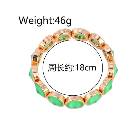 2026 New Design Gold Color Bracelets For Women Inlaid Colorful Glass Crystal Beads Elastic Bangle Candy Color Jewelry