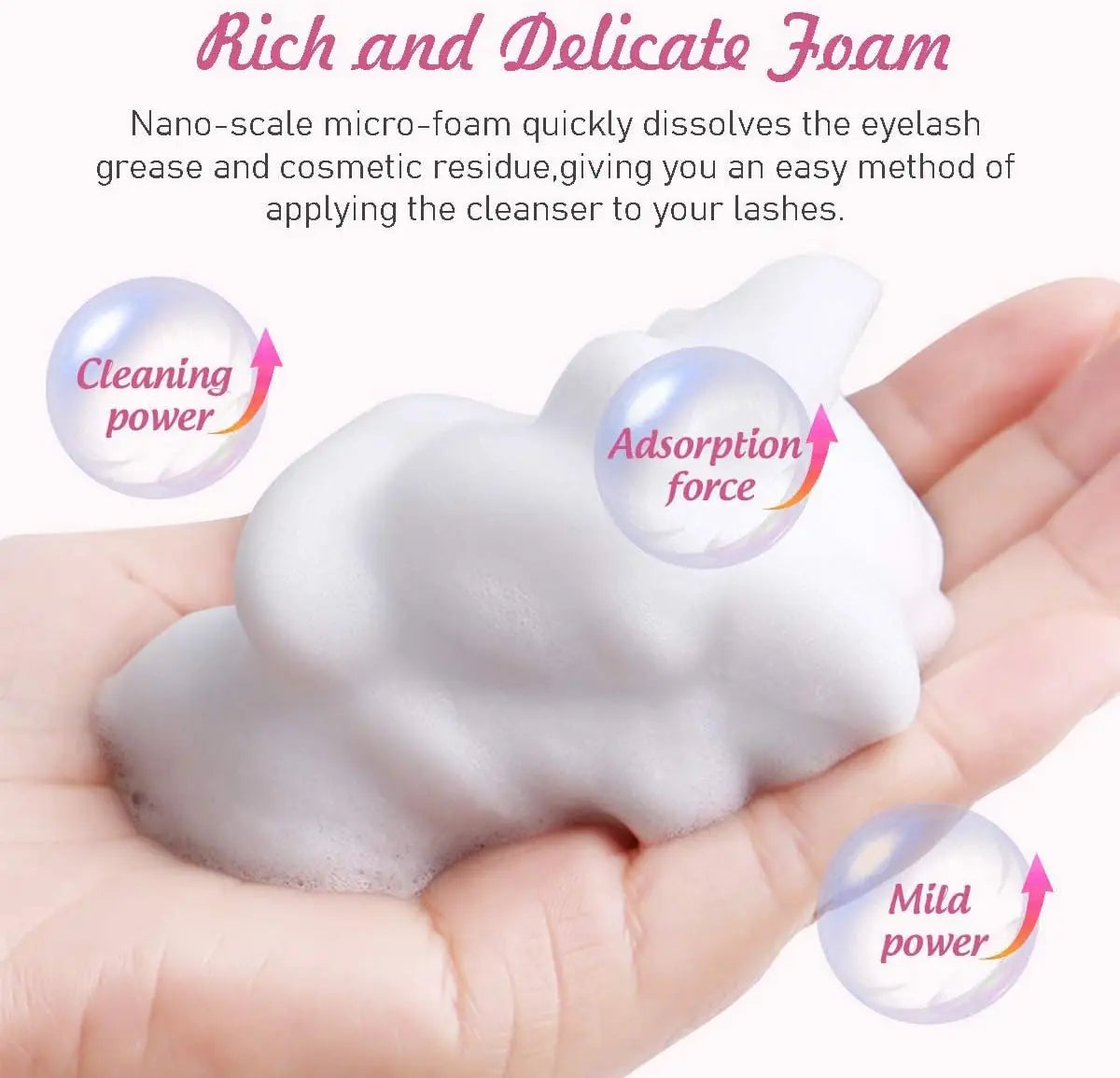 50ML Eyelash Extension Cleanser Shampoo Kit Mousse Fast Makeup Glue Removal Foam Set For Women Deeply Cleaning With Brush