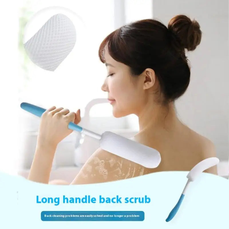 [TG813]1 Pcs Bath Soft Back Scrubber Brush Bath Shower Scrubbing Mesh Brush With Handle Exfoliating Scrub Massager Bath Supplies