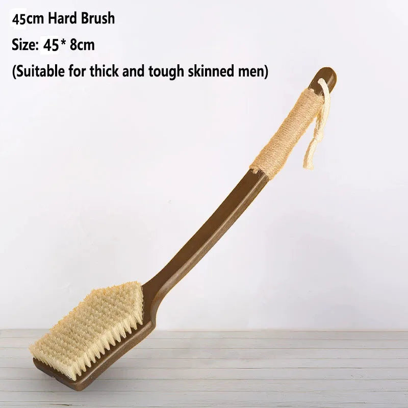 Extra Long Body Hard Brush with Wooden Handle for Bathing, Soft Bath Brush for Scrubbing Mud, Drying Brush for Scrubbing Back