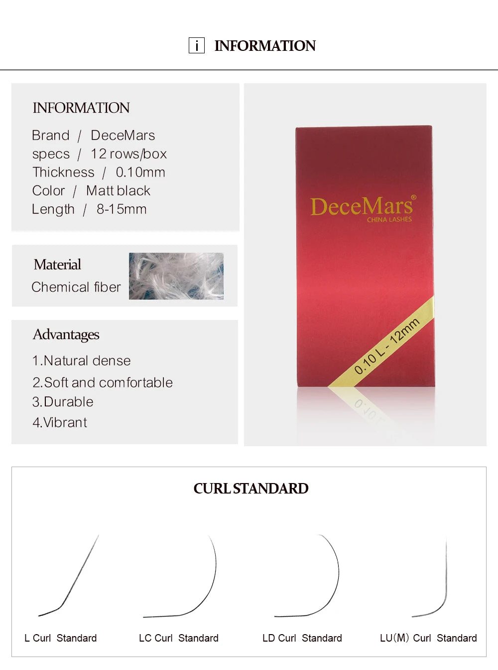 DeceMars L LC LD LU M Brown Color Eyelash Extension PBT Mink 8-15mm