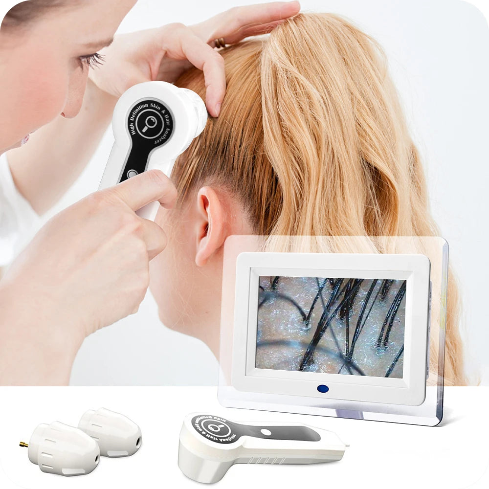 7 Inch LCD Scalp Detector Digital Hair Skin Analyzer Microscope for Hair Follicle Testing and Skin Analysis Magnifier 50/200X