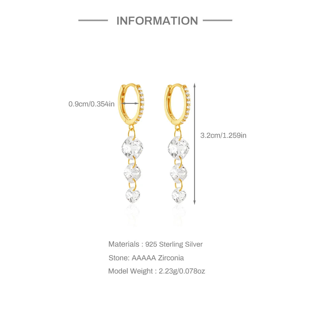 CANNER Eight Pointed Star Moon Tassel Zircon 925 Sterling Silver Drop Earrings For Women Ins Pearl Flower Minimalism Earrings