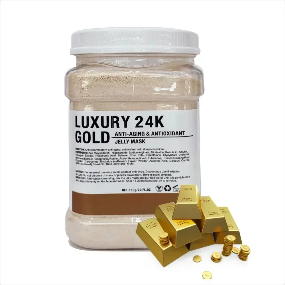 650g Gold Jelly Mask Powder Vampire DIY Plant Powder Masks Peel Off Vitamin C Hyaluronic Acid Facial Skin Care Rose Mud Mask