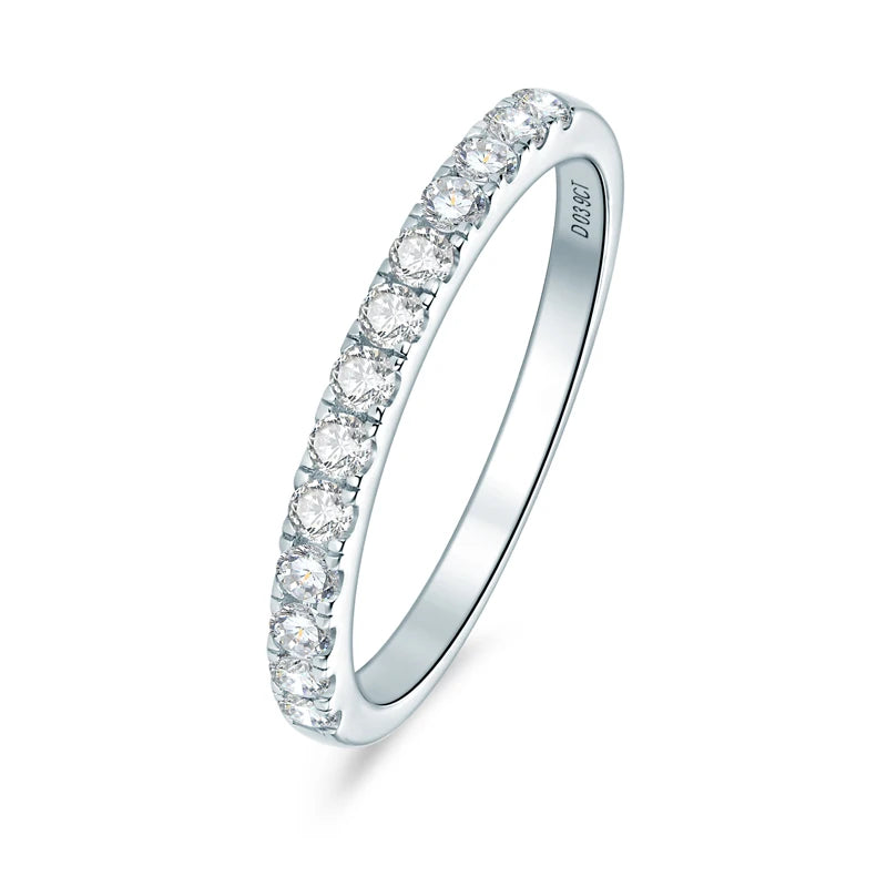 ANZIW Stackable Half Eternity Rings Bands Sparking 2mm Moissanite Wedding Engagement Ring 925 Silver for Women Gifts Jewelry D-E