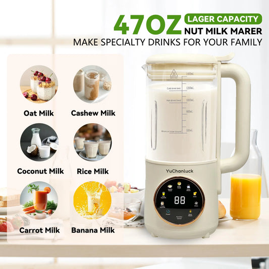 Multifunctional Soy Milk machine Nut Milk Preparer Glass Container Keeping Warm Quiet 16 Blades Non-Stick Self-cleaning Timer