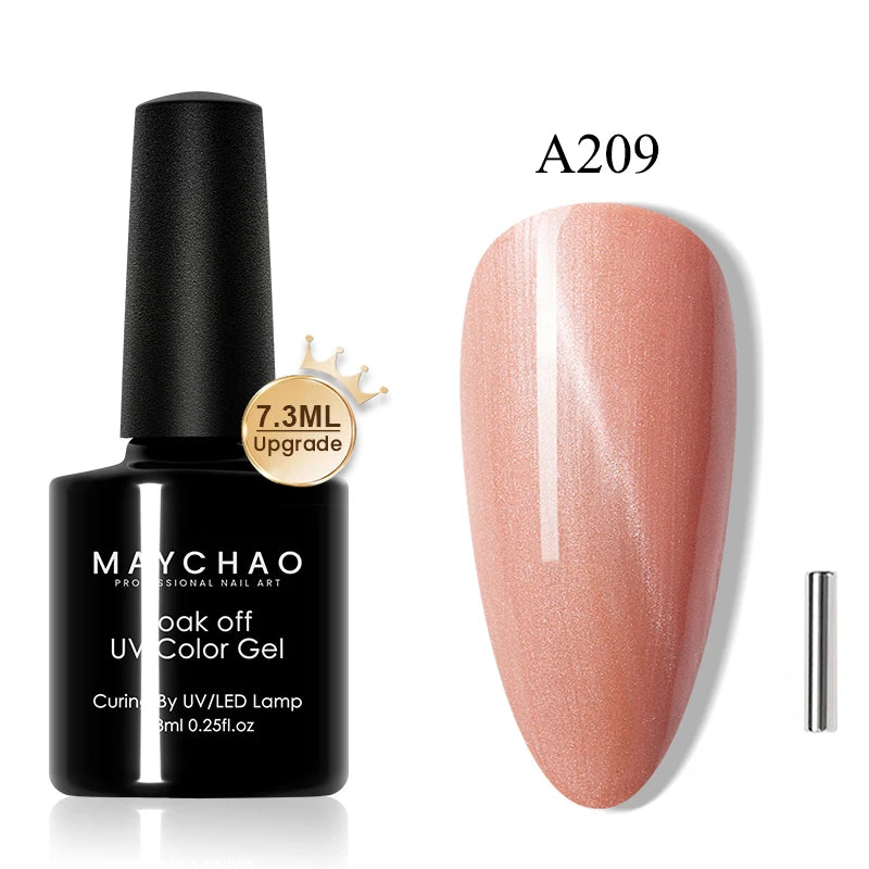 MAYCHAO 12ML Cat Eye Gel Nail Glitter With Magnet Soak off UV Holographic Magnetic Rainbow Gel Polish for Nail Art DIY Manicure
