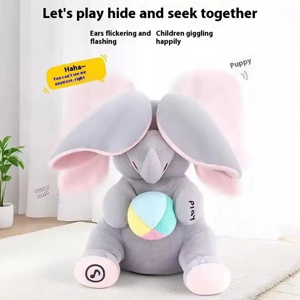 Hide-And-Seek Elephant Plush Toy Baby Interactive Singing Musical Toy For Soothing Children Head Up Training Toys Children Gift