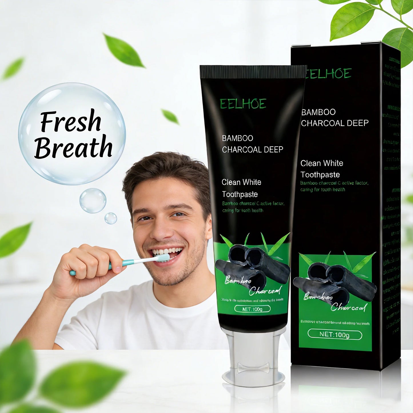 Clean White Toothpaste Effectively Remove Dental Plaque Eliminate Oral Odors Caring for Dental Health Bamboo Charcoal Toothpaste