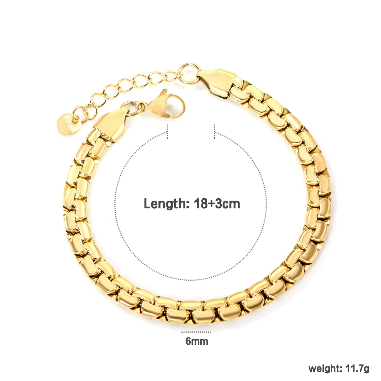 LUXUSTEEL 2-8mm Women‘s Stainless Steel Chain Bracelet Geometric Charm Chain Metal Female Bracelet Fashion Jewelry Party Gifts