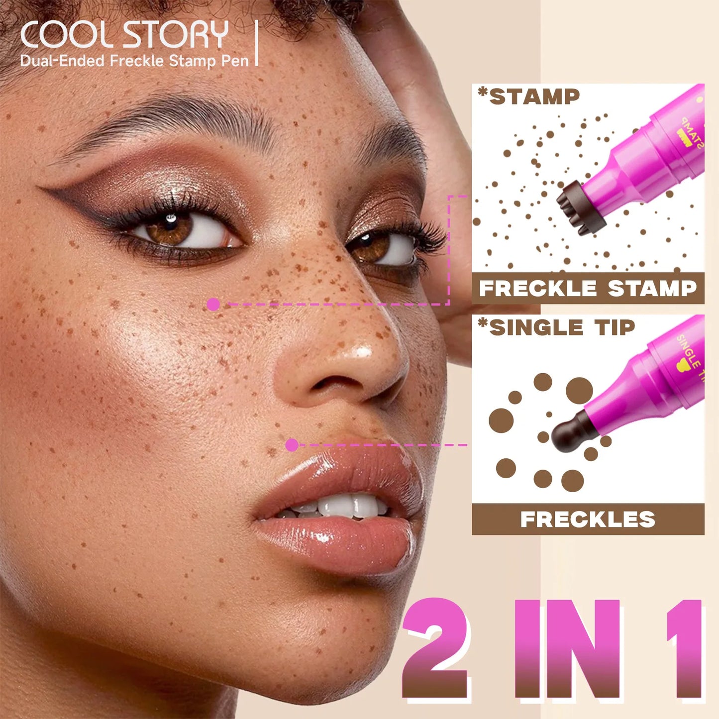 Double Eyeliner Freckles Pen All-in-One Natural Waterproof Lasting Seal Spot Pen Natural Simulation Concealer Pen Makeup Tools