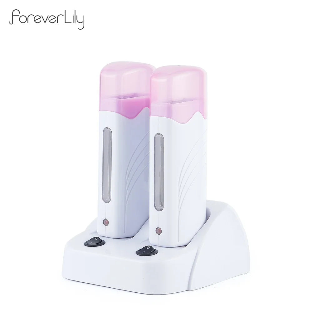 Electric Waxing Warmer Hair Removal Double Depilatory Roll On Wax Heater Portable Hot Melt Wax Heater for Men Women Home Using