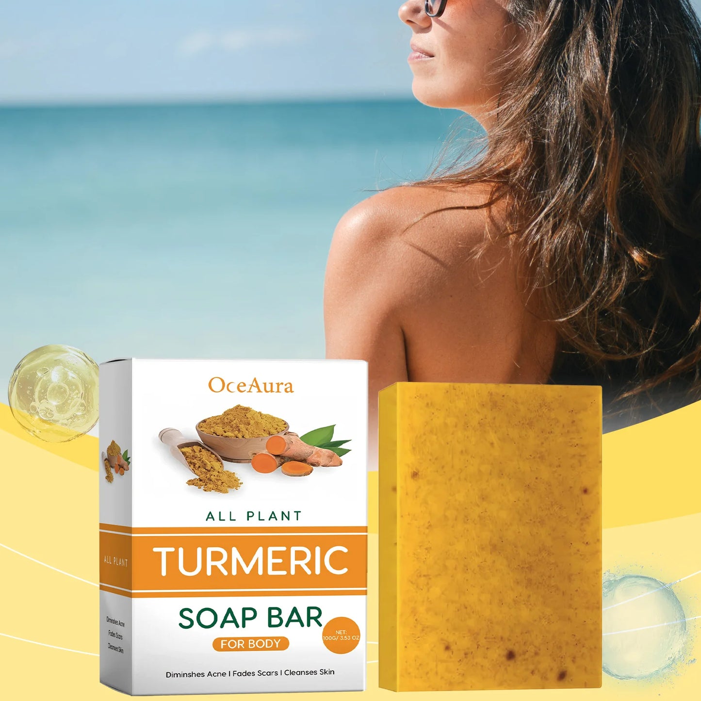 Skin Lightening Soap For Face Body Cleansing Gentle Exfoliator Shrink Pores Fade Dark Skin Brightening Turmeric Kojic Acid Soap