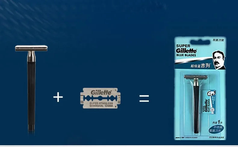 Gillette Super Blue Razor Men's Safety Manual Shaver Stainless Steel Blades Face Beard Hair Removal Classical Shaving Machine