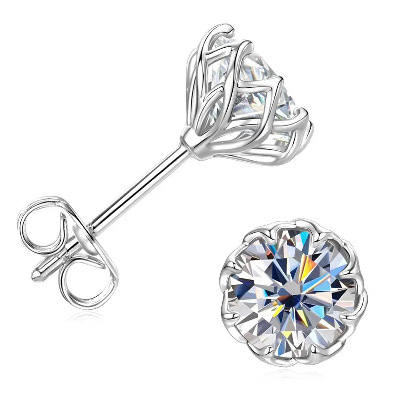 OXTAO 6mm/8mm Moissanite Flower Stud Earrings Female Jewelry 14K Gold Filled D Color Solitaire Diamond Piercing Earrings Gift