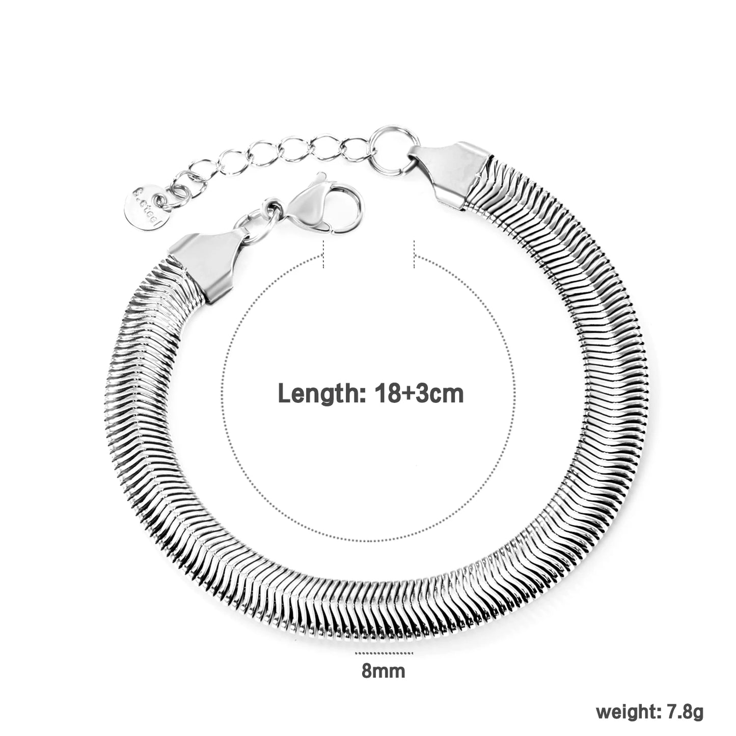 LUXUSTEEL 2-8mm Women‘s Stainless Steel Chain Bracelet Geometric Charm Chain Metal Female Bracelet Fashion Jewelry Party Gifts
