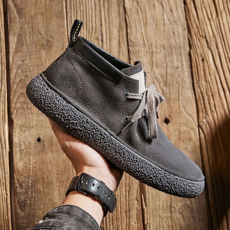 Genuine Leather Soft Sole Mens Casual Shoes Outdoor Breathable Suede Work Shoes High Quality Hiking Sneakers Walking Ankle Boots