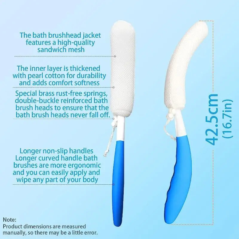[TG813]1 Pcs Bath Soft Back Scrubber Brush Bath Shower Scrubbing Mesh Brush With Handle Exfoliating Scrub Massager Bath Supplies
