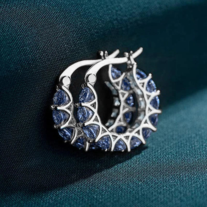 Huitan High Quality Cubic Zirconia Women Hoop Earrings Stylish Lady Accessories Party Daily Wearable Fashion Jewelry Drop Ship