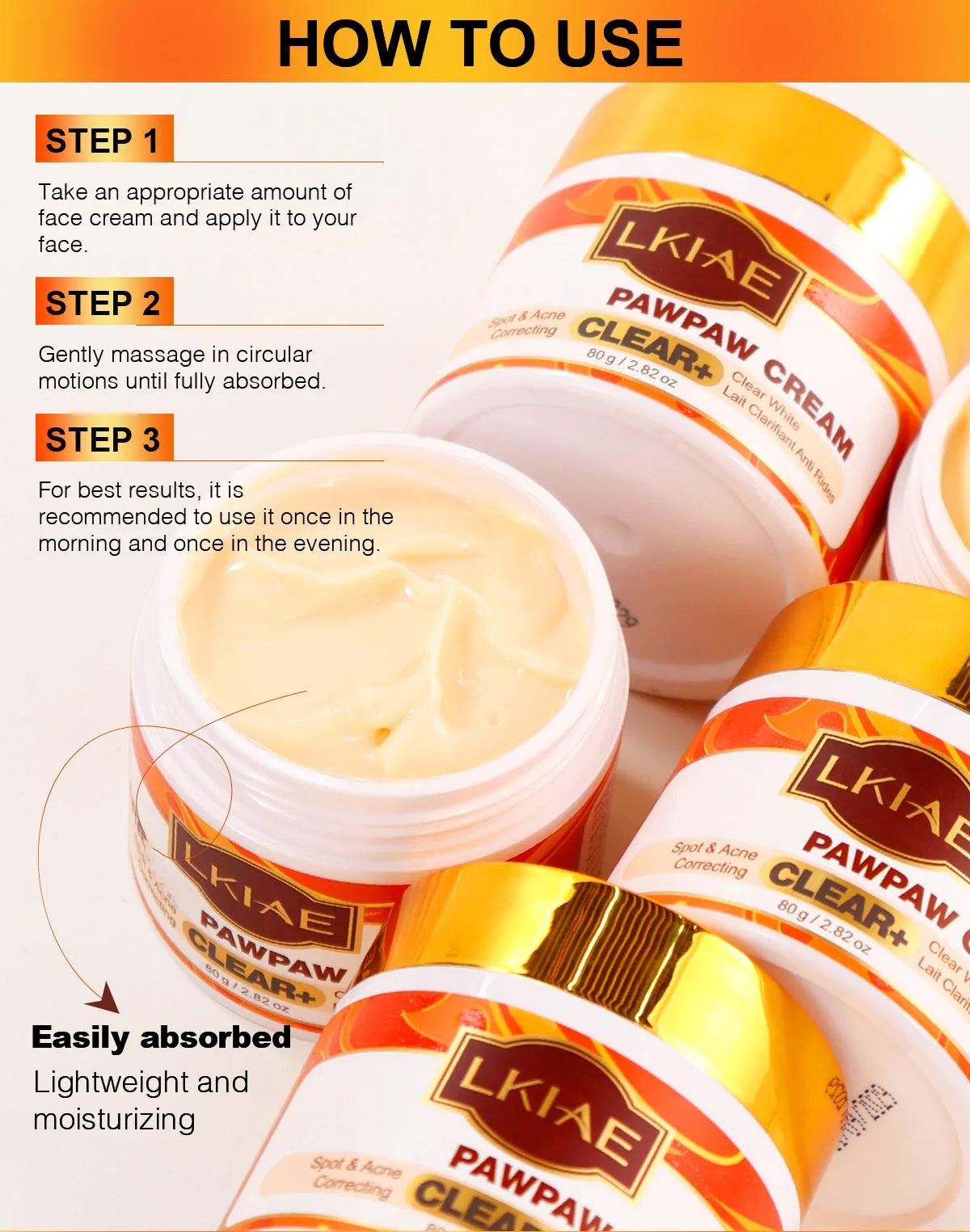 LKIAE Whitening Women Set, With Vitamin C, Natural Papaya, Carrot, Remove Dark Spots, Melanin, Skin Moisturizer, Hydrating
