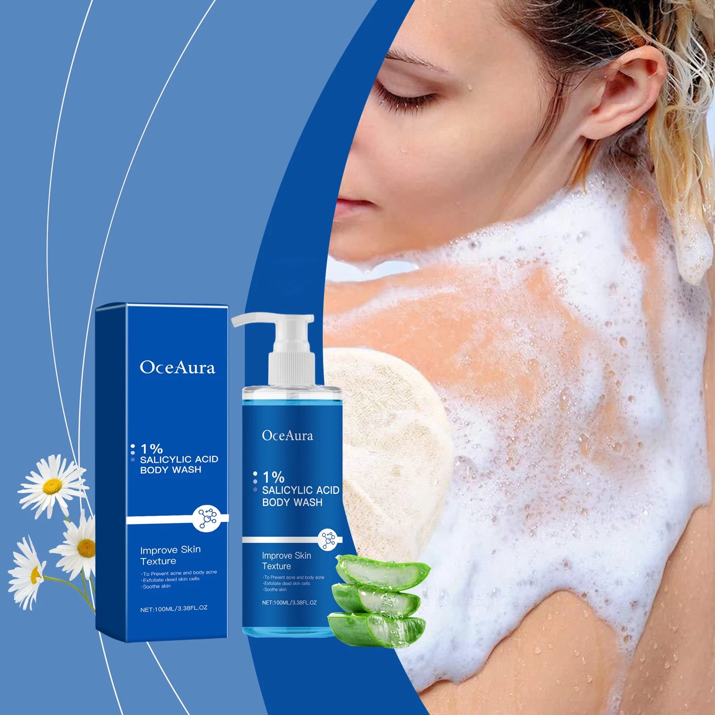 Oce Aura Salicylic Acid Shower Gel Daily Gentle Cleanse Exfoliate Oil Control Refreshing Comfortable Lubrication for Clear Skin