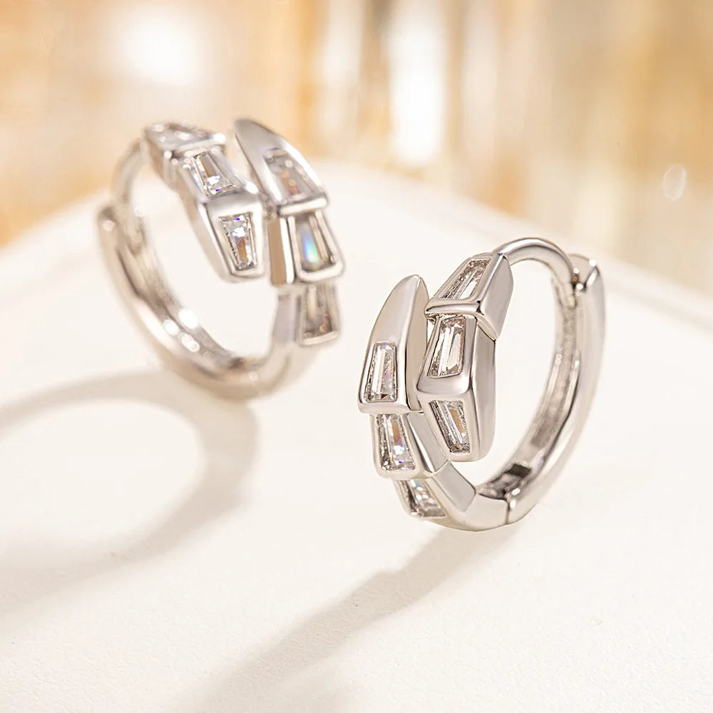 925 Sterling Silver Fashion Minimalist Geometric Snake Earrings Birthday Party Anniversary Gift