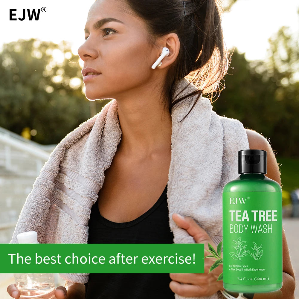 EJW Tea Tree Body Wash Odor-Control Shower Gel Back Acne Removal Long Lasting Moisturizing Skin Barrier Balancing Body Cleanser.
