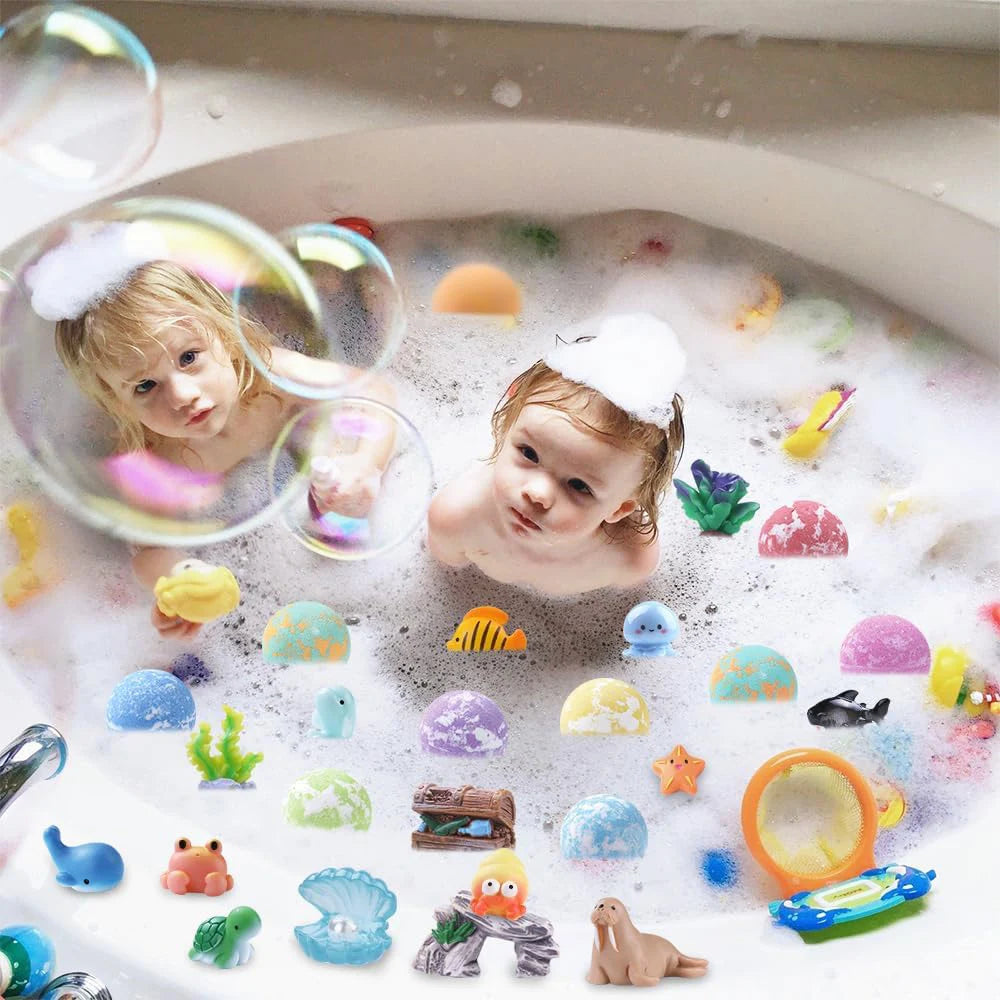 1/2 Box Kids Bath Fizzies Gift Set Natural Mega Bubbles Bath Fizzy with Surprise Ocean Toys