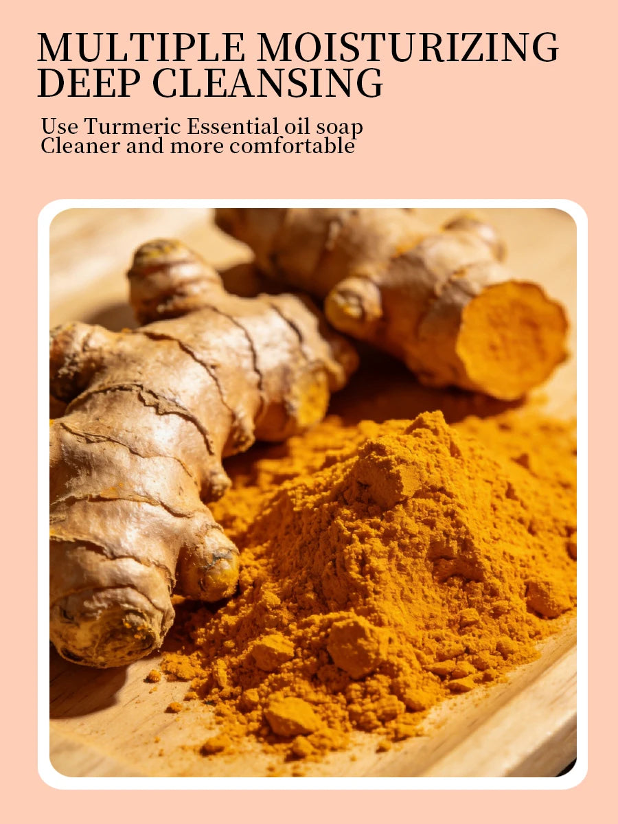 100g Pure Natural Turmeric Soap, Essential Oil Soap, Handmade Soap for Cleansing, Bathing, Deep Cleansing, Skincare, Moisturizin