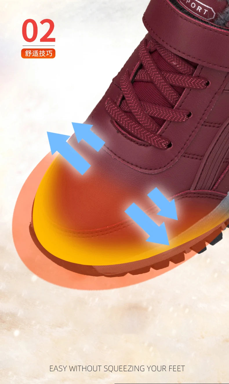 Winter Men's Snow Boots Women Slip On Winter Shoes Waterproof Comfortable Ankle Boots Sneakers Plush Hiking Walking Couple Shoes
