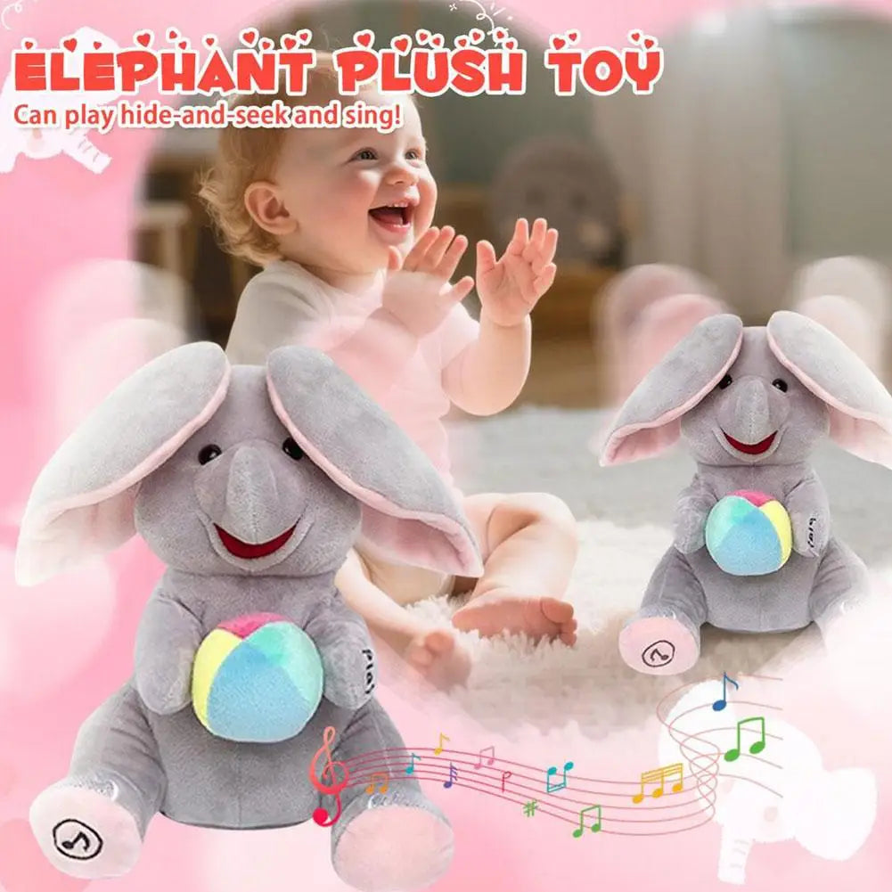 Hide-And-Seek Elephant Plush Toy Baby Interactive Singing Musical Toy For Soothing Children Head Up Training Toys Children Gift