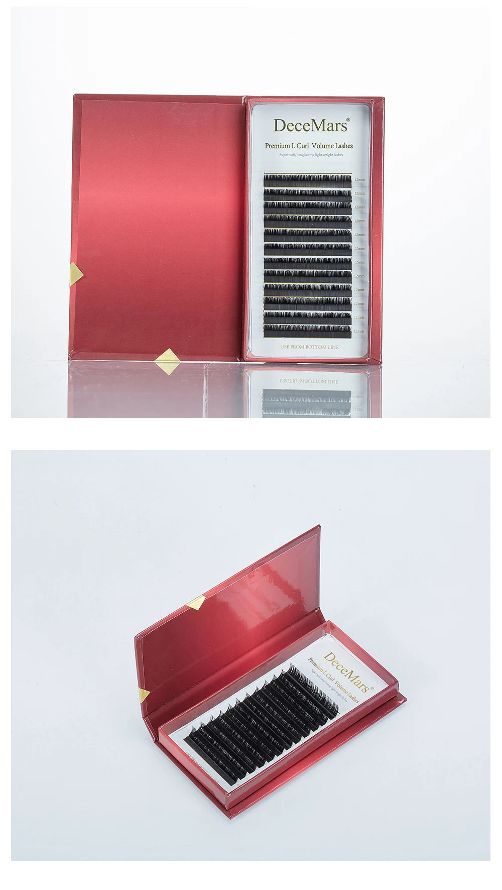 DeceMars L LC LD LU M Brown Color Eyelash Extension PBT Mink 8-15mm