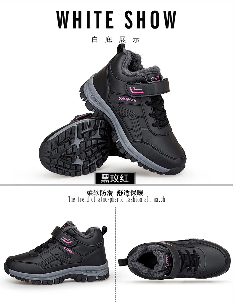 Winter Men's Snow Boots Women Slip On Winter Shoes Waterproof Comfortable Ankle Boots Sneakers Plush Hiking Walking Couple Shoes
