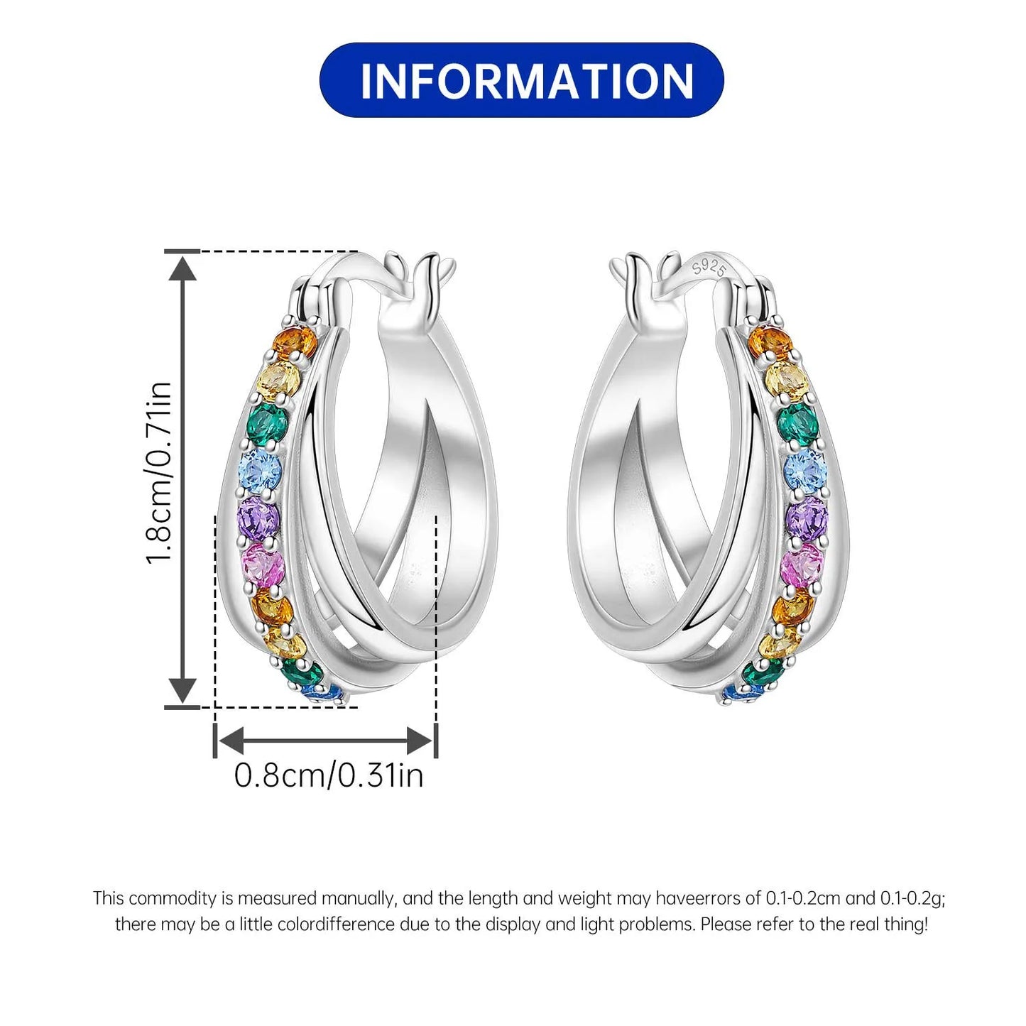 CYCUFF S925 Sterling Silver Zircon Simple Geometry Big Double Ring Earrings Birthday Party Gift Trend 2025 Jewelry Women Earring