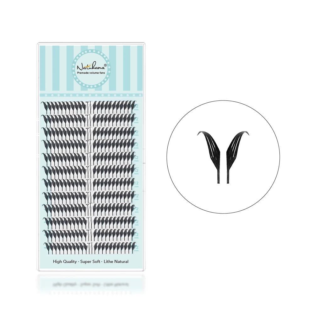 NATUHANA Narrow Spiky Premade Fans Fairy Wings Eyelash Extensions Anime Manga Style Soft Wispy Volume Lashes DIY Salon
