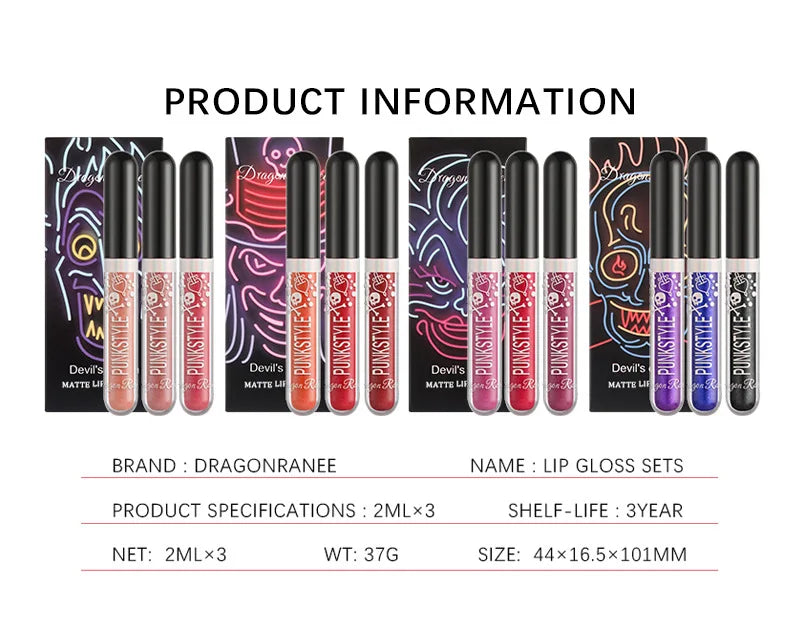 Long-Lasting Matte Lip Glaze Glitter Non-Fading Non-Stick Cup Metal Shiny Valentine's Day Gift Lip Gloss