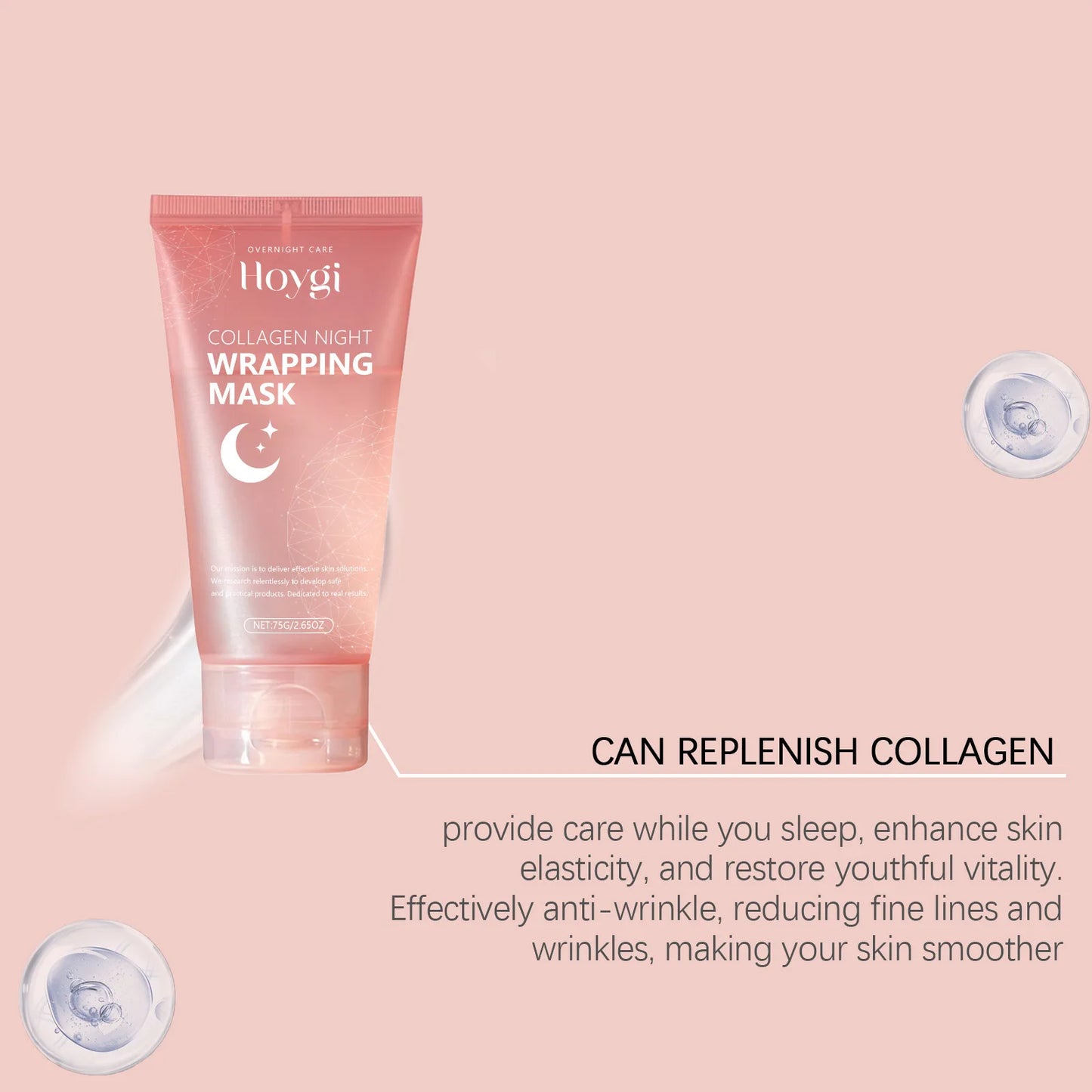 Hoygi Collagen Night Wrapping Mask Deep Nourishment Skin Firming Brightening Skin Tone Shrink Pores Mild Formula Sleeping Mask