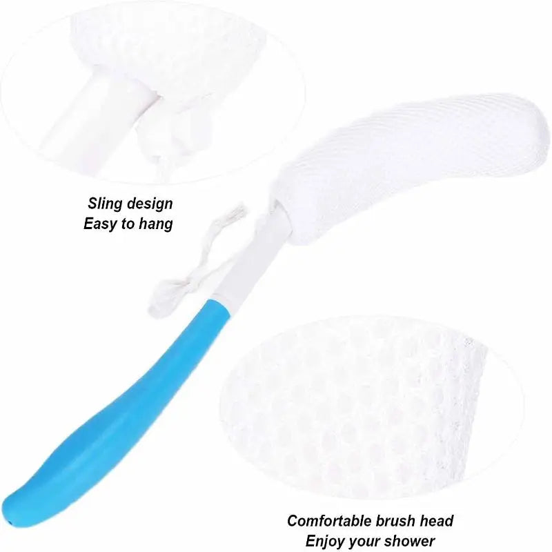 [TG813]1 Pcs Bath Soft Back Scrubber Brush Bath Shower Scrubbing Mesh Brush With Handle Exfoliating Scrub Massager Bath Supplies