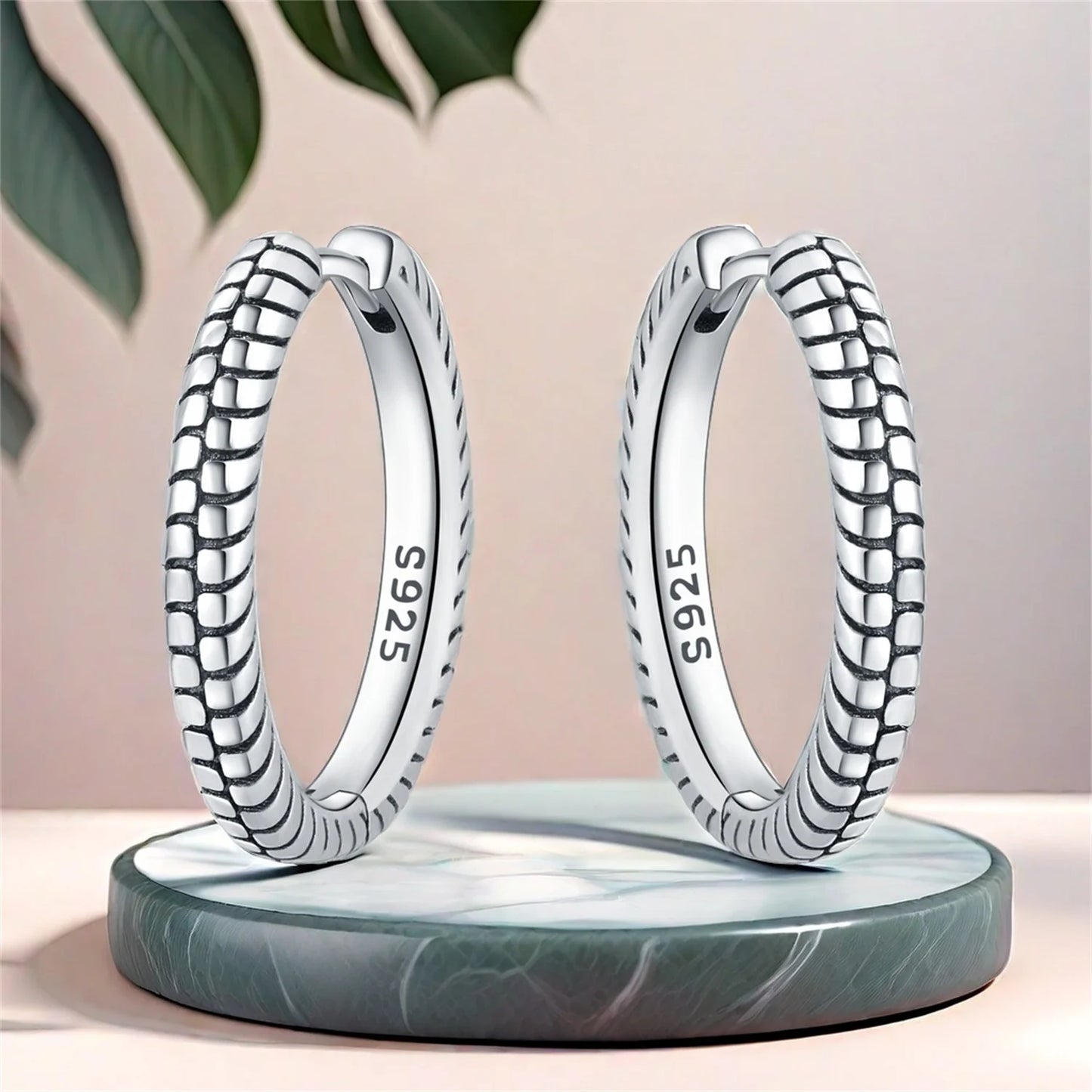 Real 925 Sterling Silver Minimally Designed Earring Jewelry Hoop Earrings For Women Jewelry Fine Birthday Party Gifts